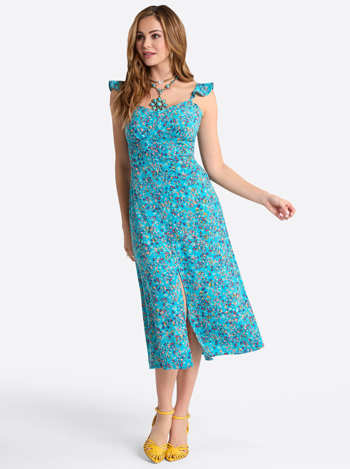 Women Sahira Dress - Tile Blue Acrylic Ditsy | Jessica Simpson