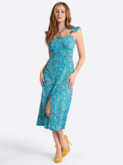 Women Sahira Dress - Tile Blue Acrylic Ditsy | Jessica Simpson