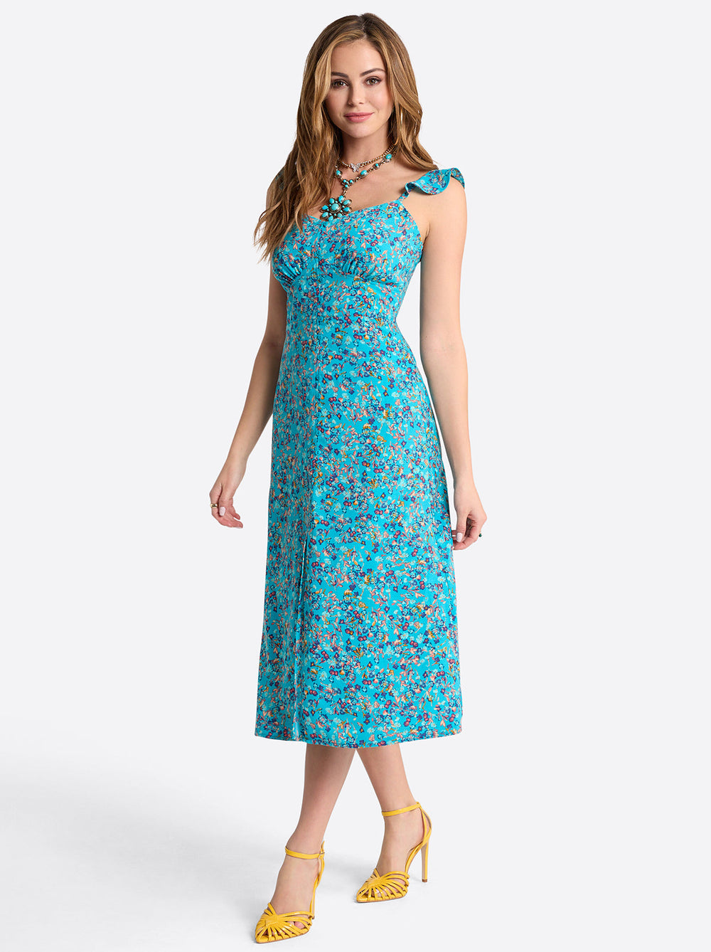 Women Sahira Dress - Tile Blue Acrylic Ditsy | Jessica Simpson