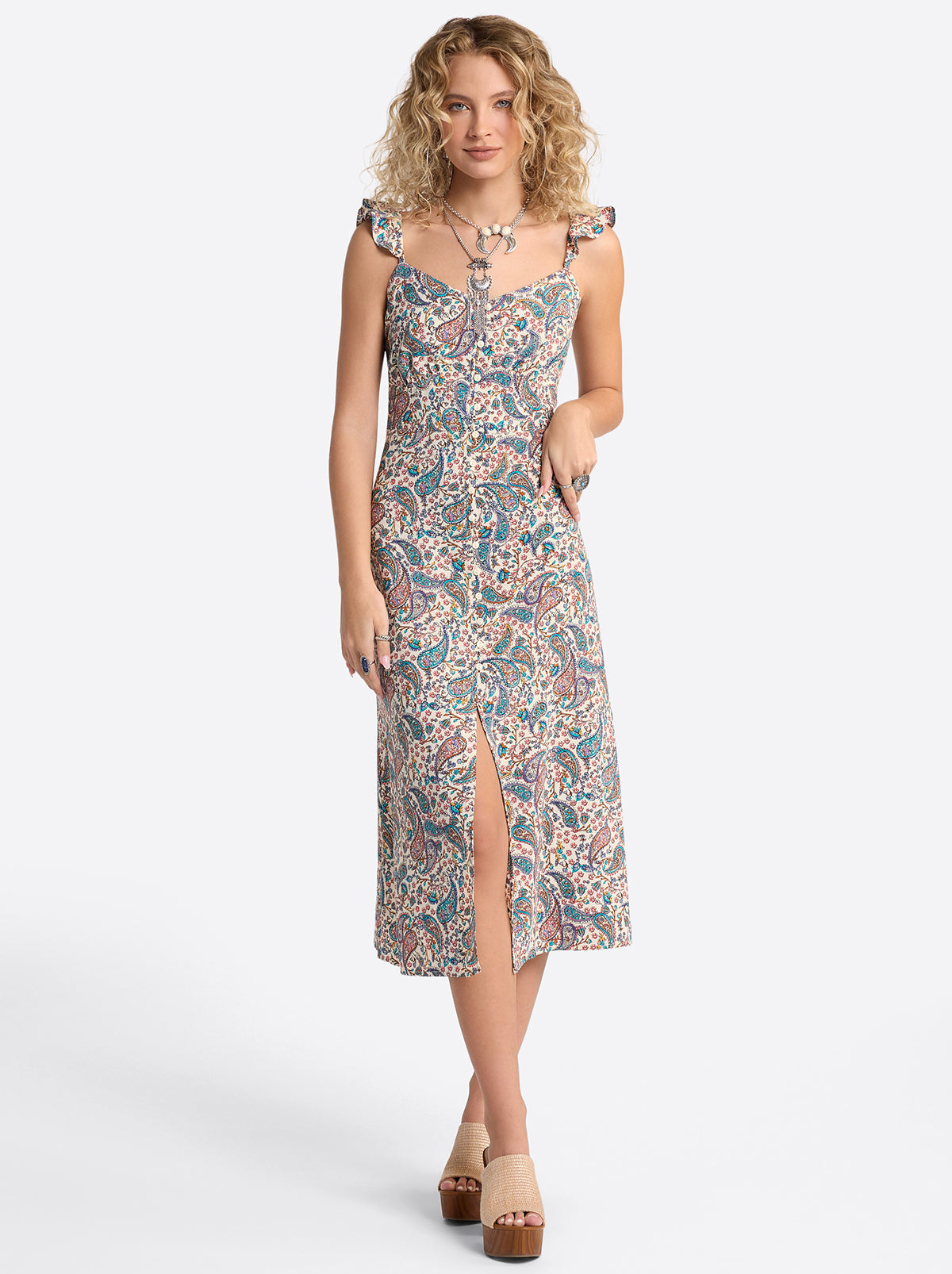 Women Sahira Dress - Buttercream Playful Paisleys | Jessica Simpson
