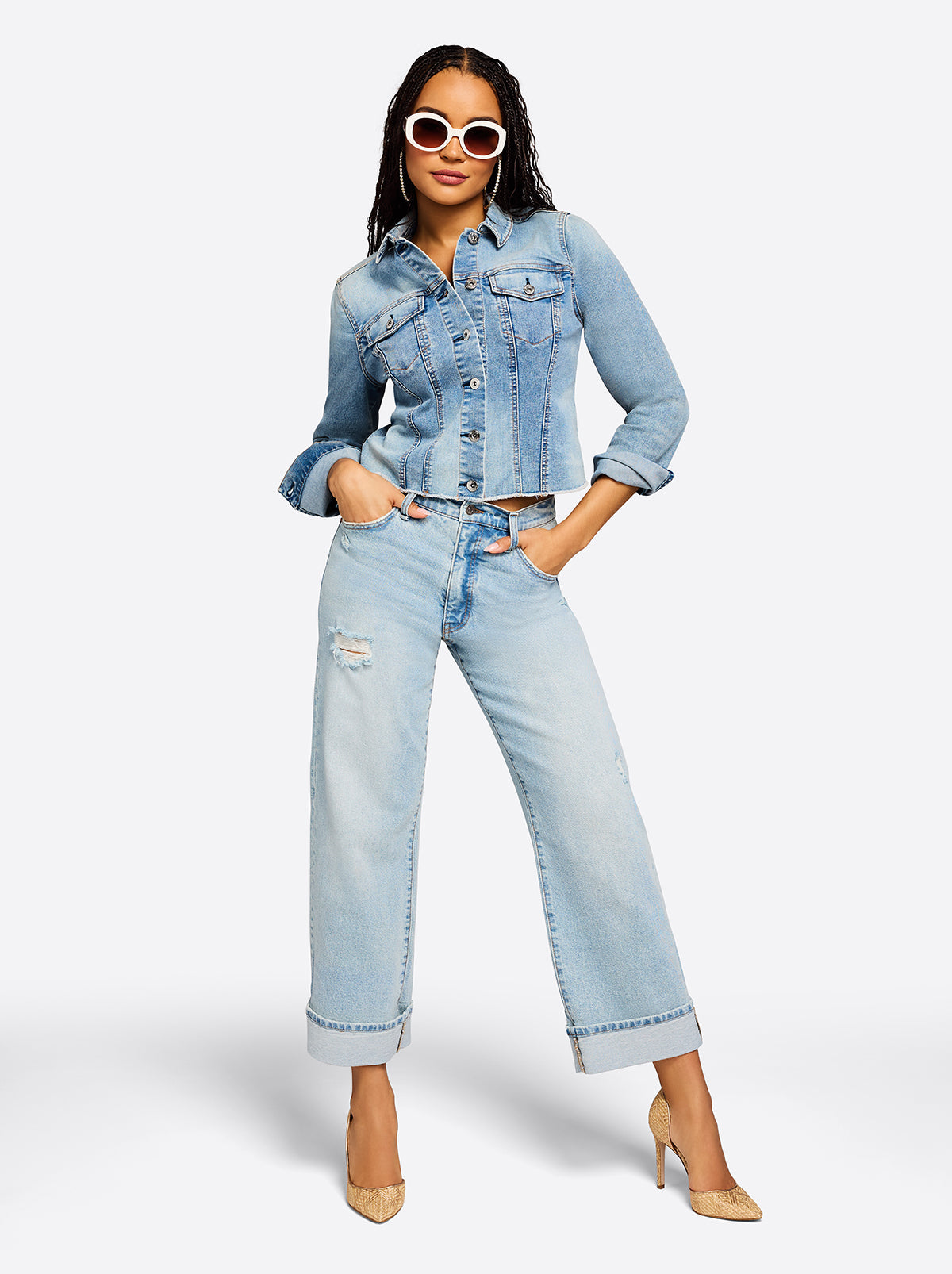 Women Valentine Wide Leg Boyfriend Jeans - Dearest | Jessica Simpson