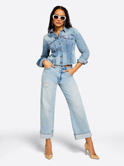Women Valentine Wide Leg Boyfriend Jeans - Dearest | Jessica Simpson