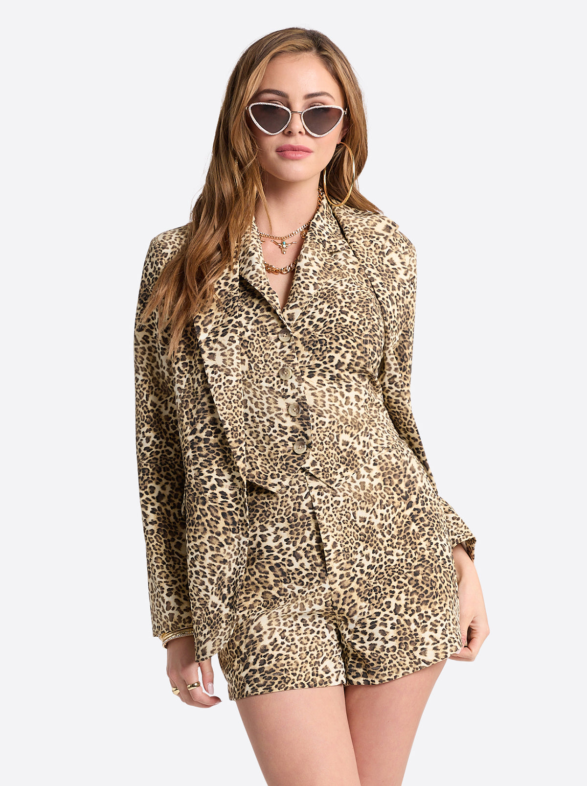 Women Kailani Blazer - Vanilla Ice Petite Leopard | Jessica Simpson