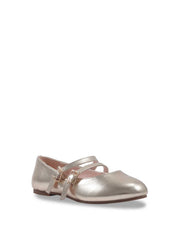 Women Little Girls' Amy Double Strap Ballet Flat - Soft Gold | Jessica Simpson