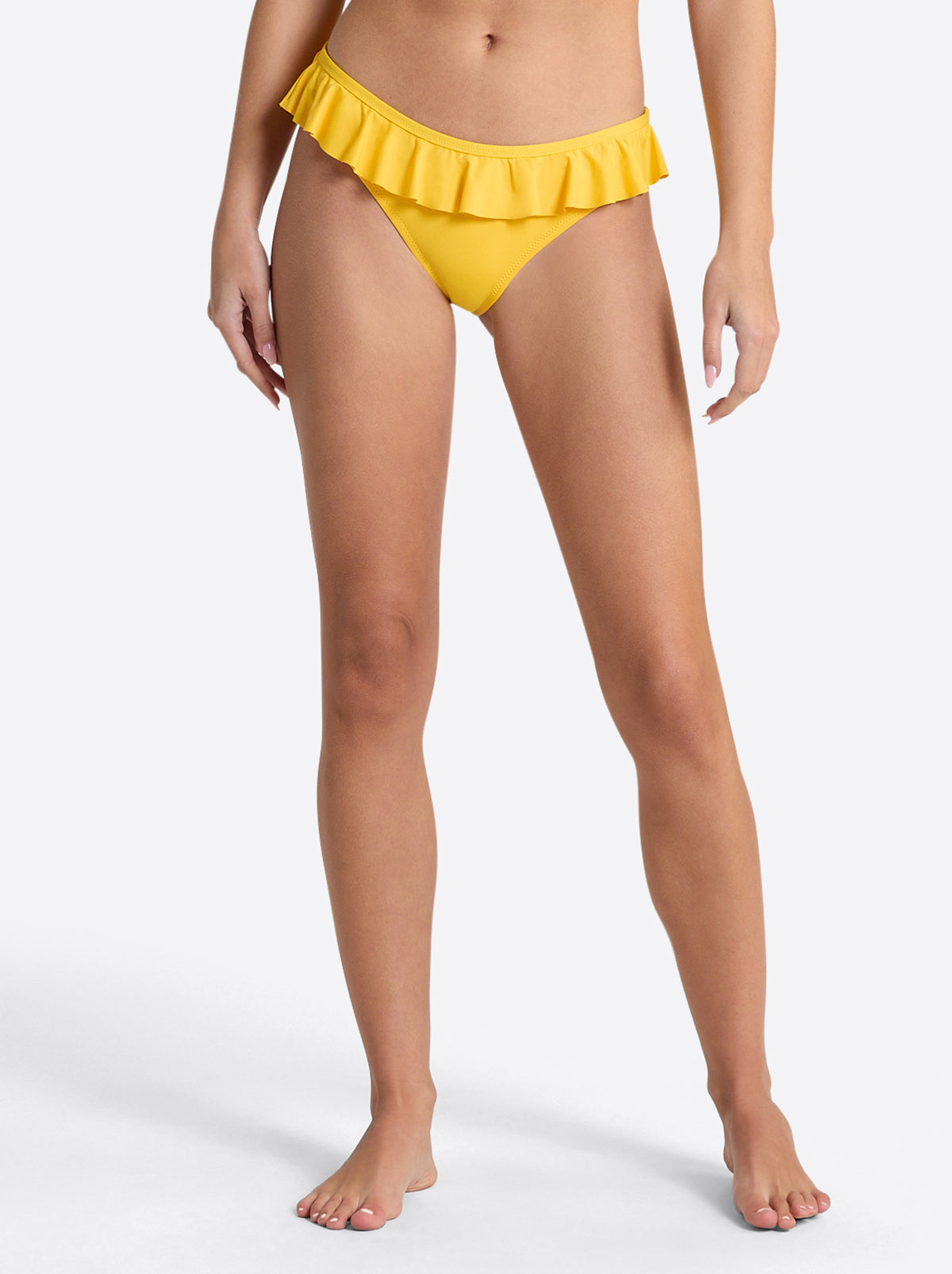 Women Solids Ruffle Bikini Bottom - Tangerine | Jessica Simpson