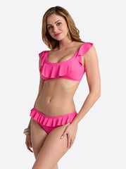 Women Solids Ruffle Bralette - Hot Pink | Jessica Simpson