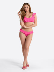 Women Solids Ruffle Bralette - Hot Pink | Jessica Simpson