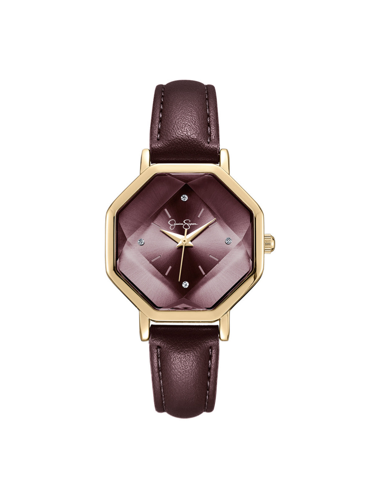 Accessories Octagonal Face Watch - Burgundy | Jessica Simpson