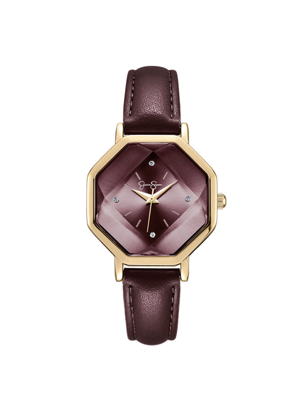 Accessories Octagonal Face Watch - Burgundy | Jessica Simpson